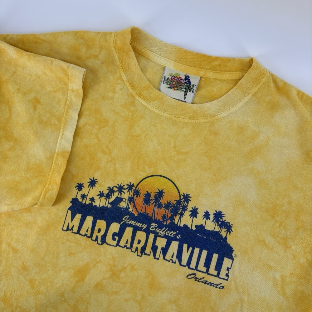 Jimmy Buffett Margaritaville Orlando Mens Large Yellow Tie-Dye T-Shirt